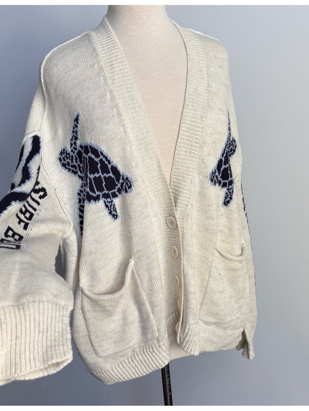 Anthropologie Pilcro Relaxed Sea Turtle Nautical Cardigan Sweater, M - Picture 14 of 17